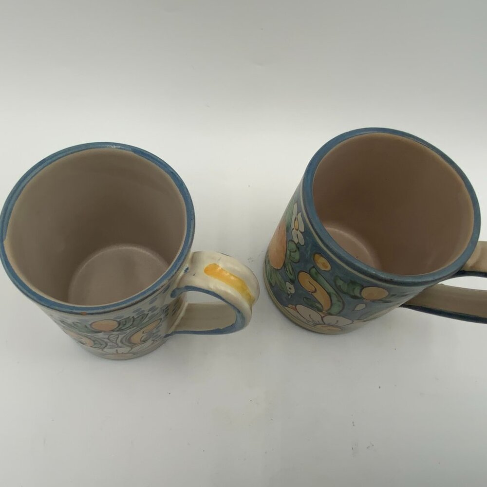2 Vintage Migliore Caltagirone Italian Pottery Mugs w/ Lemons - Picture 2 of 7